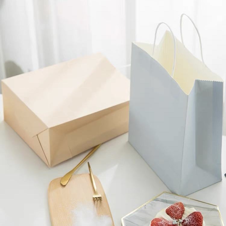 Takeaway Bakery Food Brown Kraft Paper Carrier Bags for Take Out Cafe Printed Your Own logo - Image 2