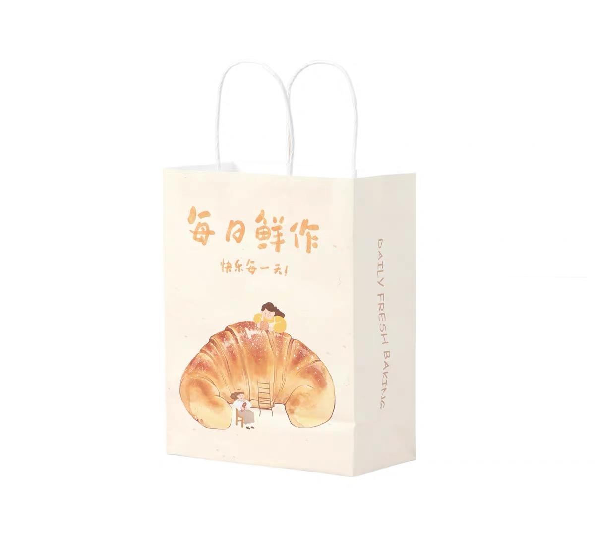 Takeaway Bakery Food Brown Kraft Paper Carrier Bags for Take Out Cafe Printed Your Own logo - Image 4