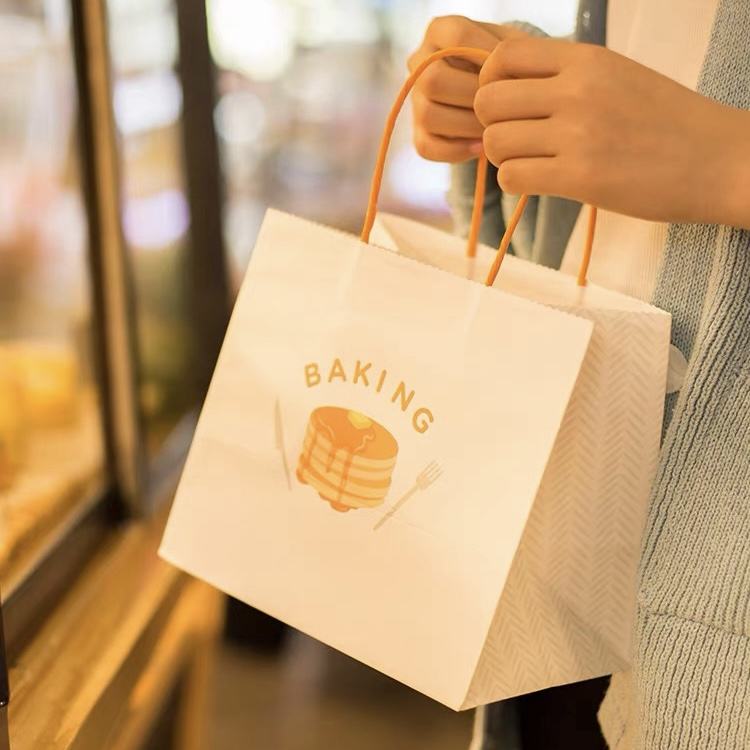 Takeaway Bakery Food Brown Kraft Paper Carrier Bags for Take Out Cafe Printed Your Own logo - Image 6
